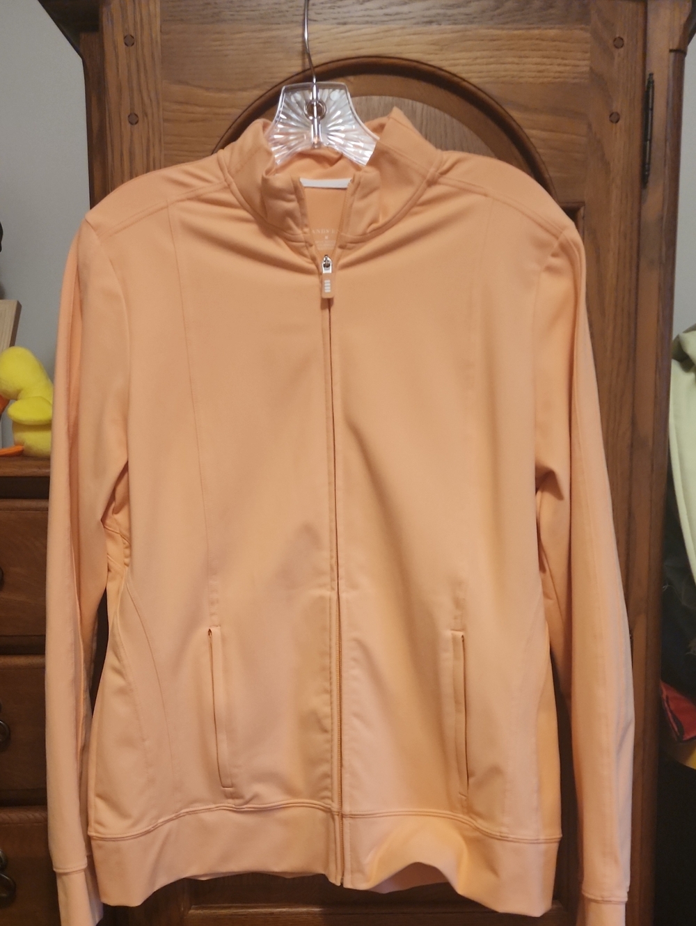 Lands' End Peach Zip-Front Bomber Jacket